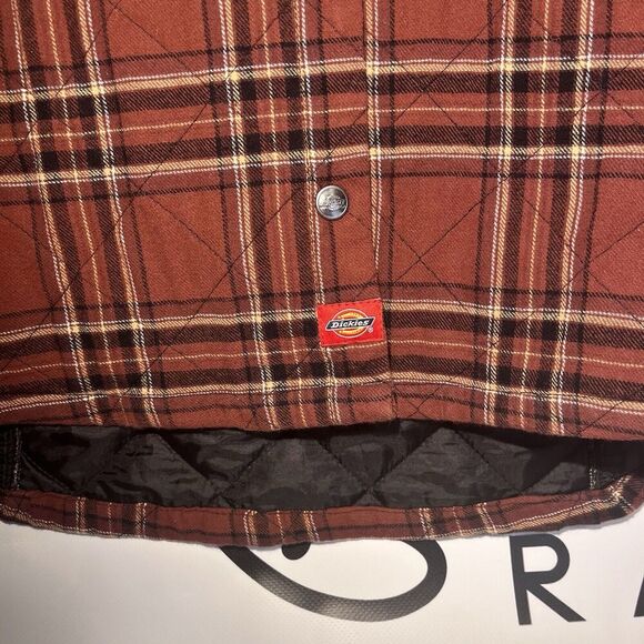 Dickies Rust Red Plaid Quilted Lined Shirt Jacket Womens XL - Picture 2 of 8